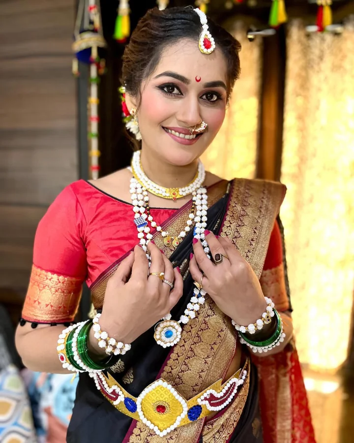 Priyanka Malviya celebrating Ganesh Chaturthi in a typical Maharashtrian Style